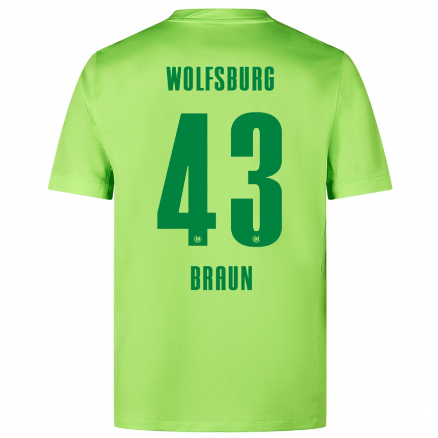 Hombre Fútbol Camiseta Manuel Braun #43 Verde Fluorescente 1ª Equipación 2024/25 México