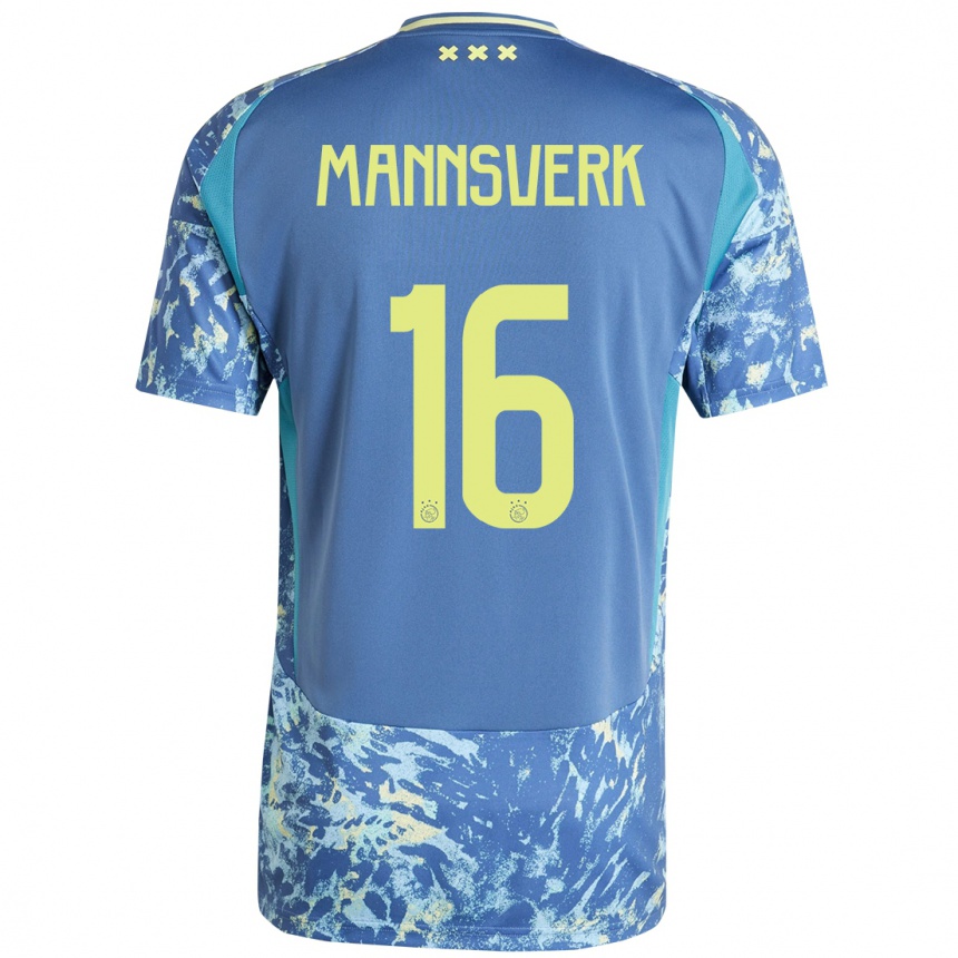 Hombre Fútbol Camiseta Sivert Mannsverk #16 Gris Azul Amarillo 2ª Equipación 2024/25 México