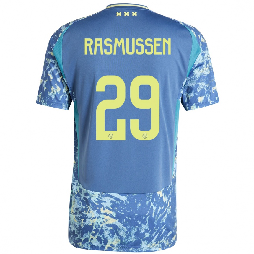 Hombre Fútbol Camiseta Christian Rasmussen #29 Gris Azul Amarillo 2ª Equipación 2024/25 México