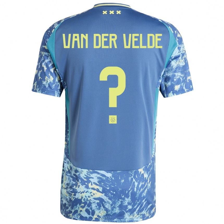 Hombre Fútbol Camiseta Valentijn Van Der Velde #0 Gris Azul Amarillo 2ª Equipación 2024/25 México