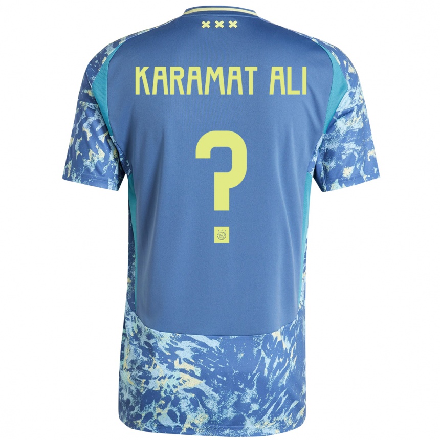 Hombre Fútbol Camiseta Yaïr Karamat Ali #0 Gris Azul Amarillo 2ª Equipación 2024/25 México