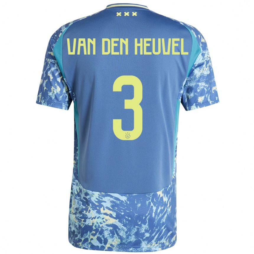 Hombre Fútbol Camiseta Nino Van Den Heuvel #3 Gris Azul Amarillo 2ª Equipación 2024/25 México