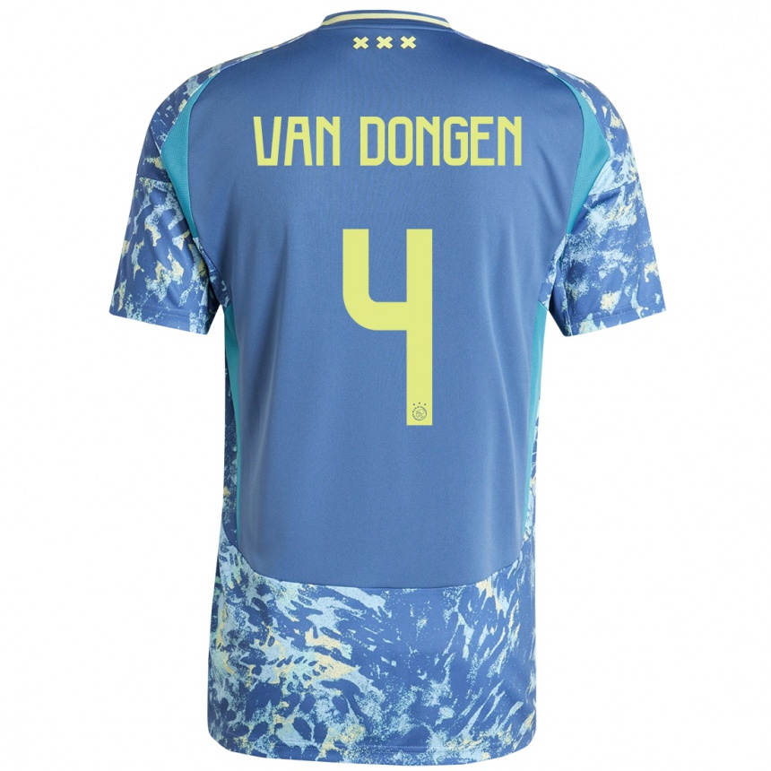 Hombre Fútbol Camiseta Bram Van Dongen #4 Gris Azul Amarillo 2ª Equipación 2024/25 México