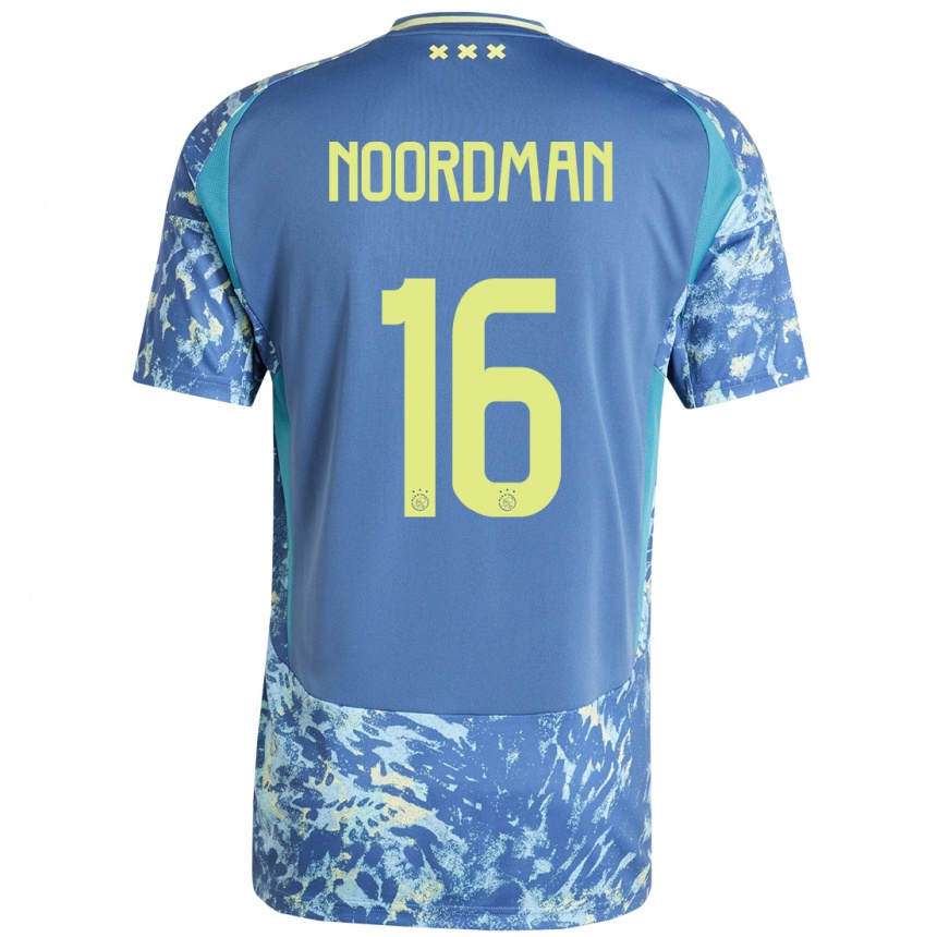 Hombre Fútbol Camiseta Danique Noordman #16 Gris Azul Amarillo 2ª Equipación 2024/25 México