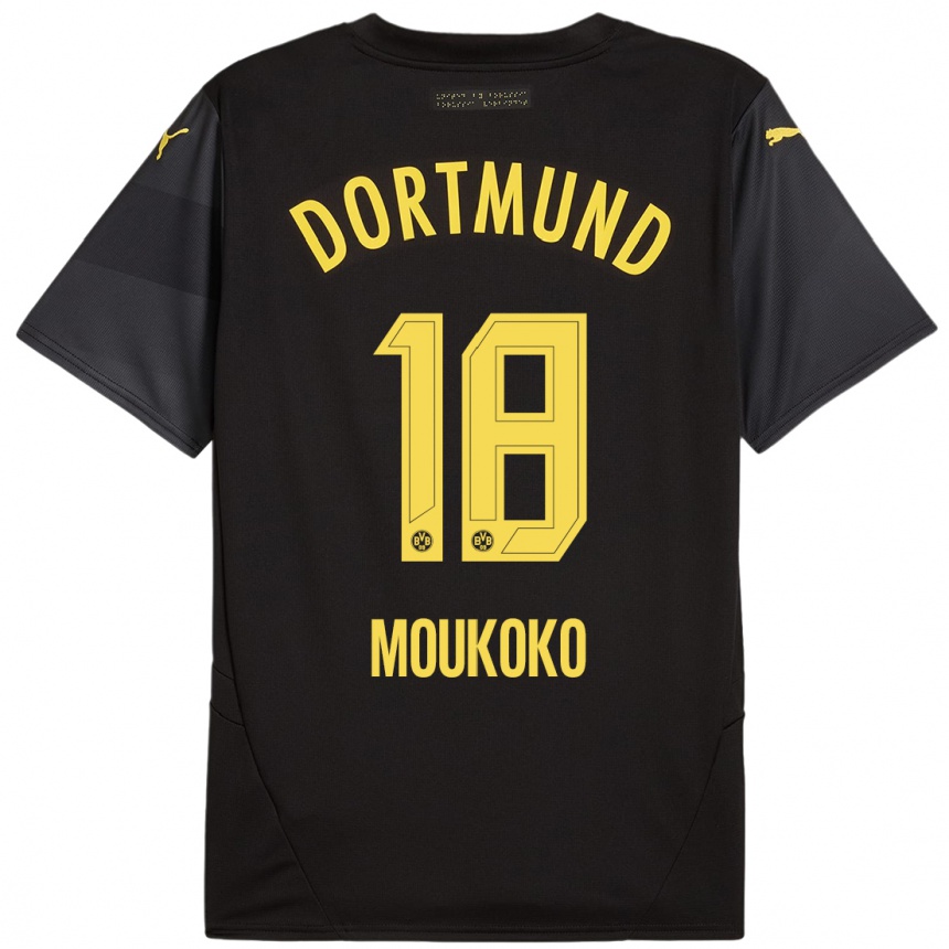 Hombre Fútbol Camiseta Youssoufa Moukoko #18 Negro Amarillo 2ª Equipación 2024/25 México