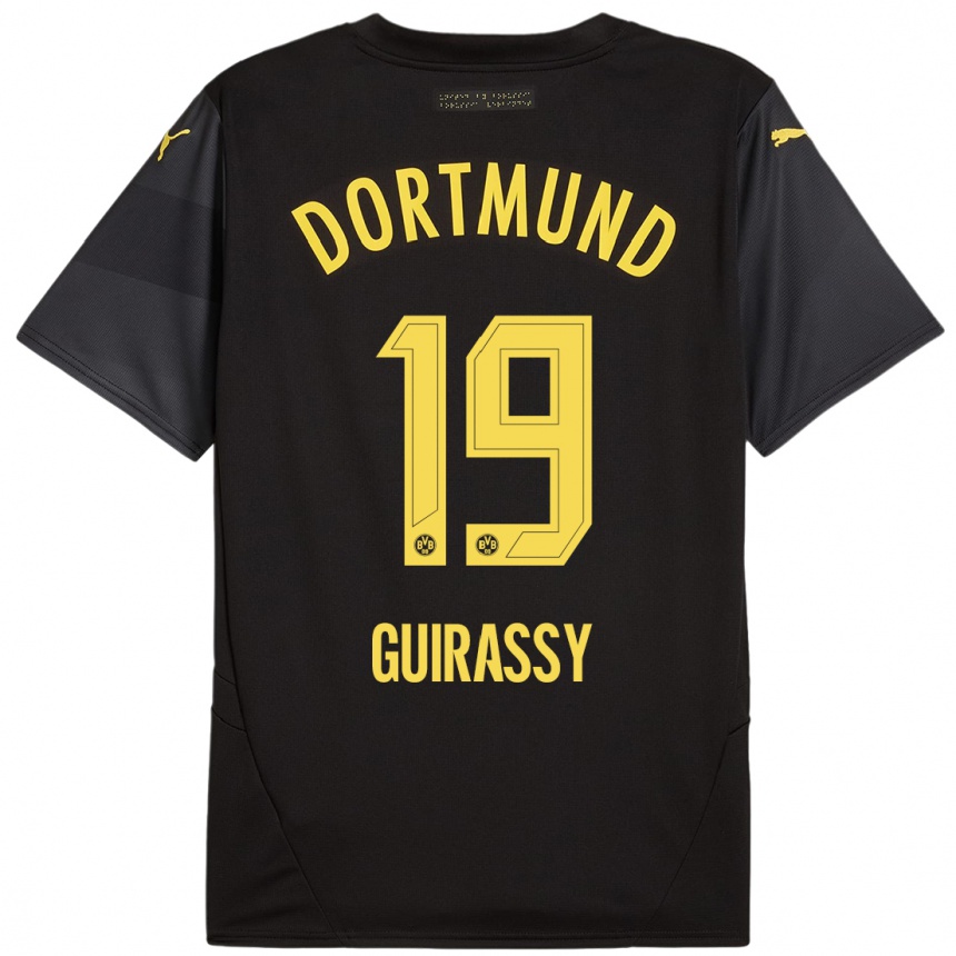 Hombre Fútbol Camiseta Serhou Guirassy #19 Negro Amarillo 2ª Equipación 2024/25 México