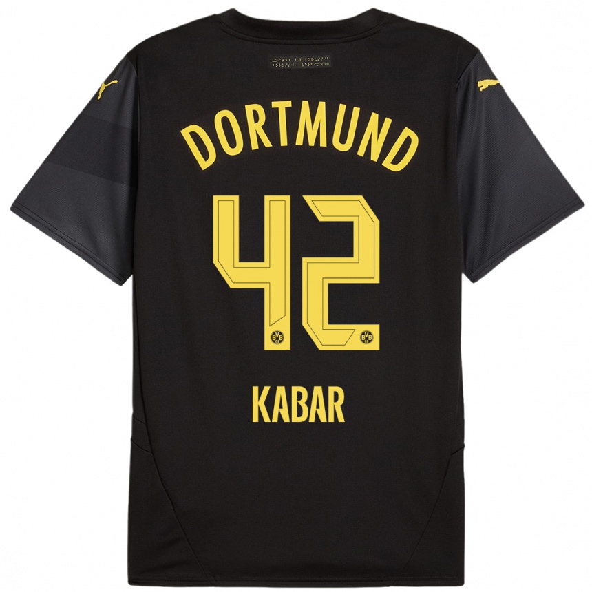 Hombre Fútbol Camiseta Almugera Kabar #42 Negro Amarillo 2ª Equipación 2024/25 México