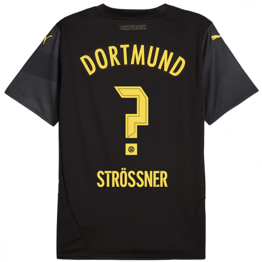 Hombre Fútbol Camiseta Lenni Strößner #0 Negro Amarillo 2ª Equipación 2024/25 México