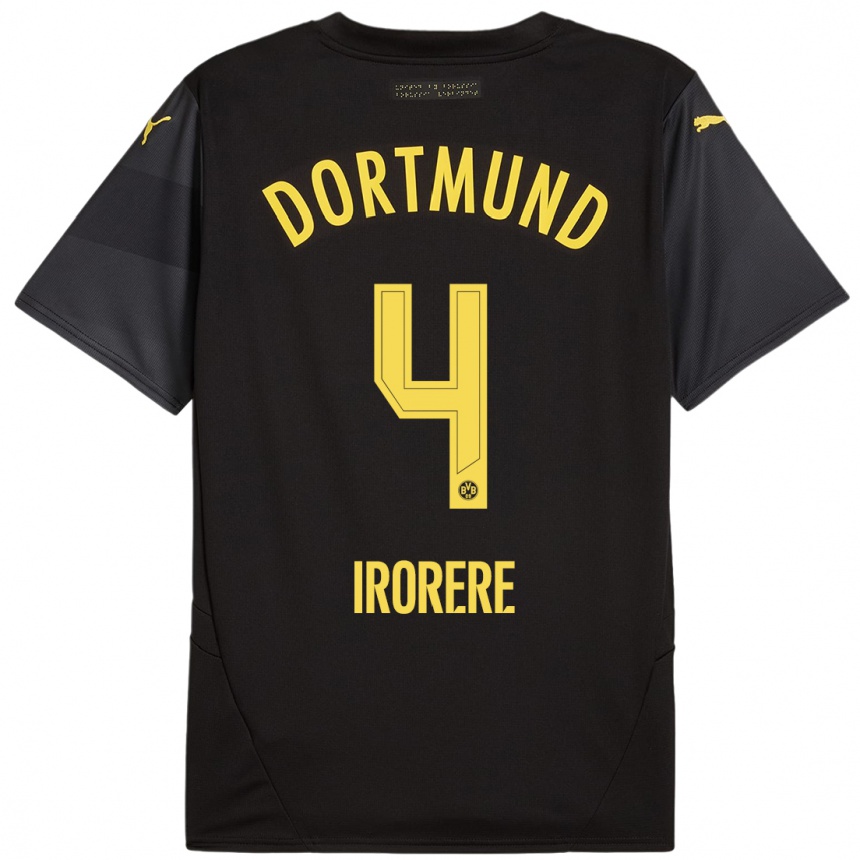 Hombre Fútbol Camiseta Felix Irorere #4 Negro Amarillo 2ª Equipación 2024/25 México