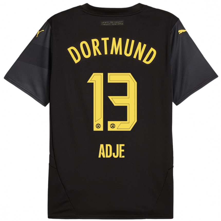 Hombre Fútbol Camiseta Miguel Adje #13 Negro Amarillo 2ª Equipación 2024/25 México