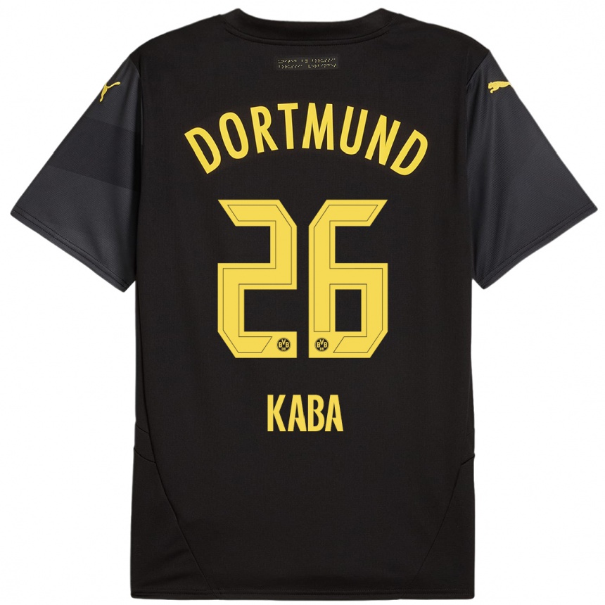 Hombre Fútbol Camiseta Mussa Kaba #26 Negro Amarillo 2ª Equipación 2024/25 México