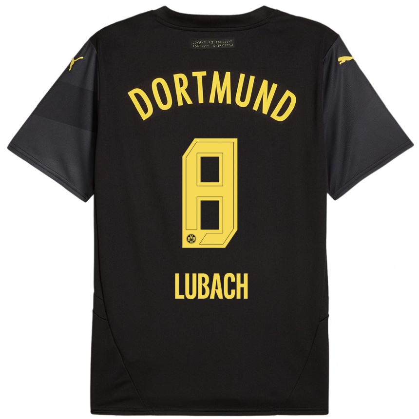 Hombre Fútbol Camiseta Rafael Lubach #8 Negro Amarillo 2ª Equipación 2024/25 México