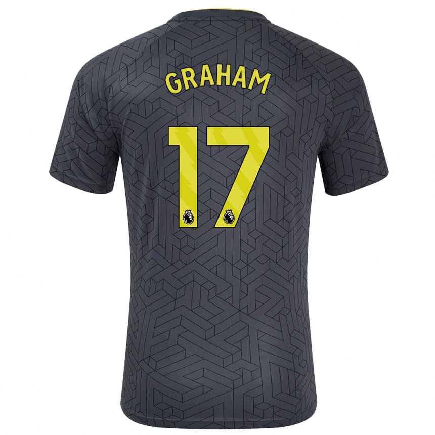 Hombre Fútbol Camiseta Lucy Graham #17 Negro Amarillo 2ª Equipación 2024/25 México