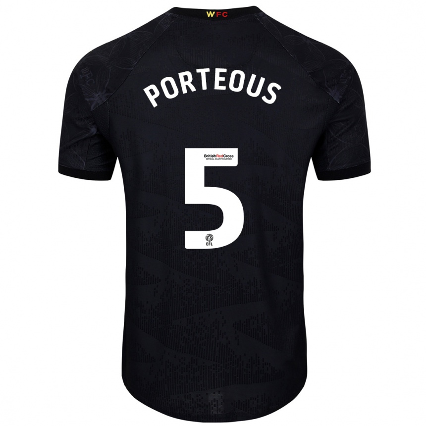 Hombre Fútbol Camiseta Ryan Porteous #5 Negro Blanco 2ª Equipación 2024/25 México