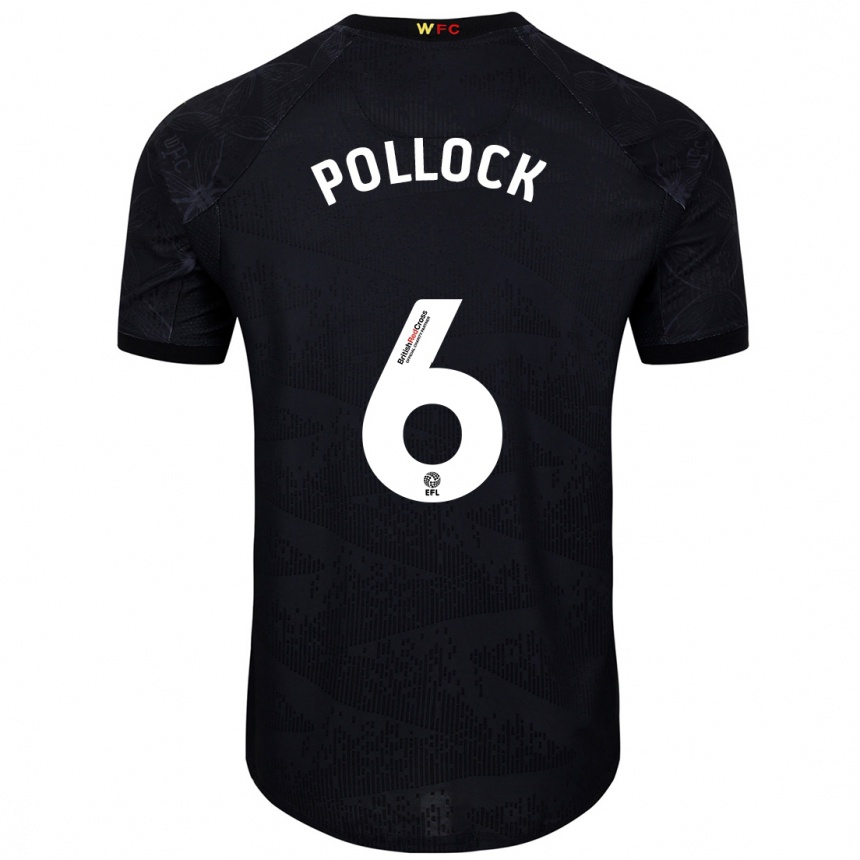 Hombre Fútbol Camiseta Mattie Pollock #6 Negro Blanco 2ª Equipación 2024/25 México