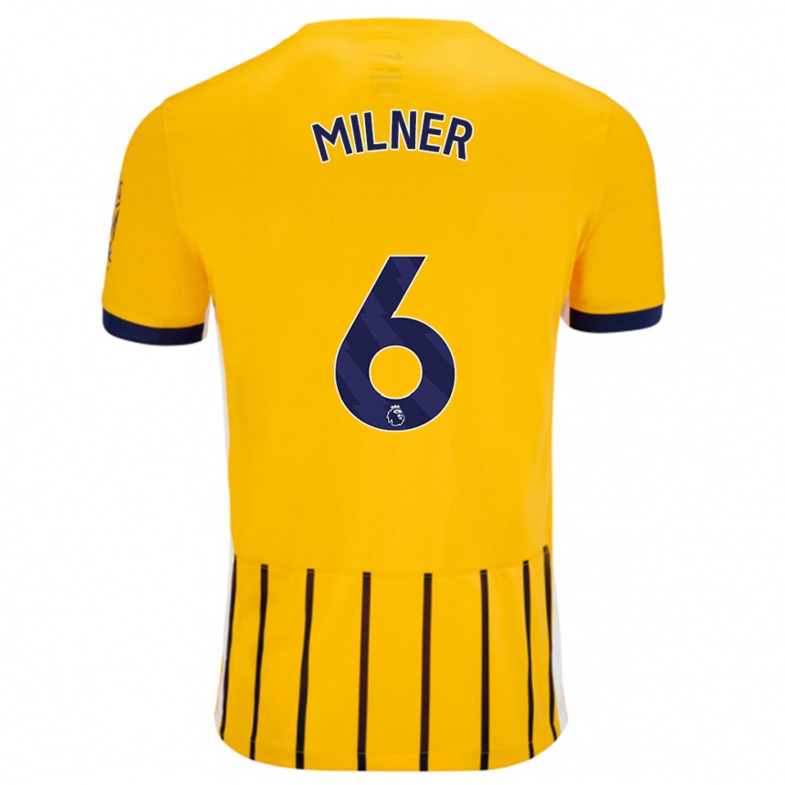 Hombre Fútbol Camiseta James Milner #6 Dorado Azul Rayas 2ª Equipación 2024/25 México