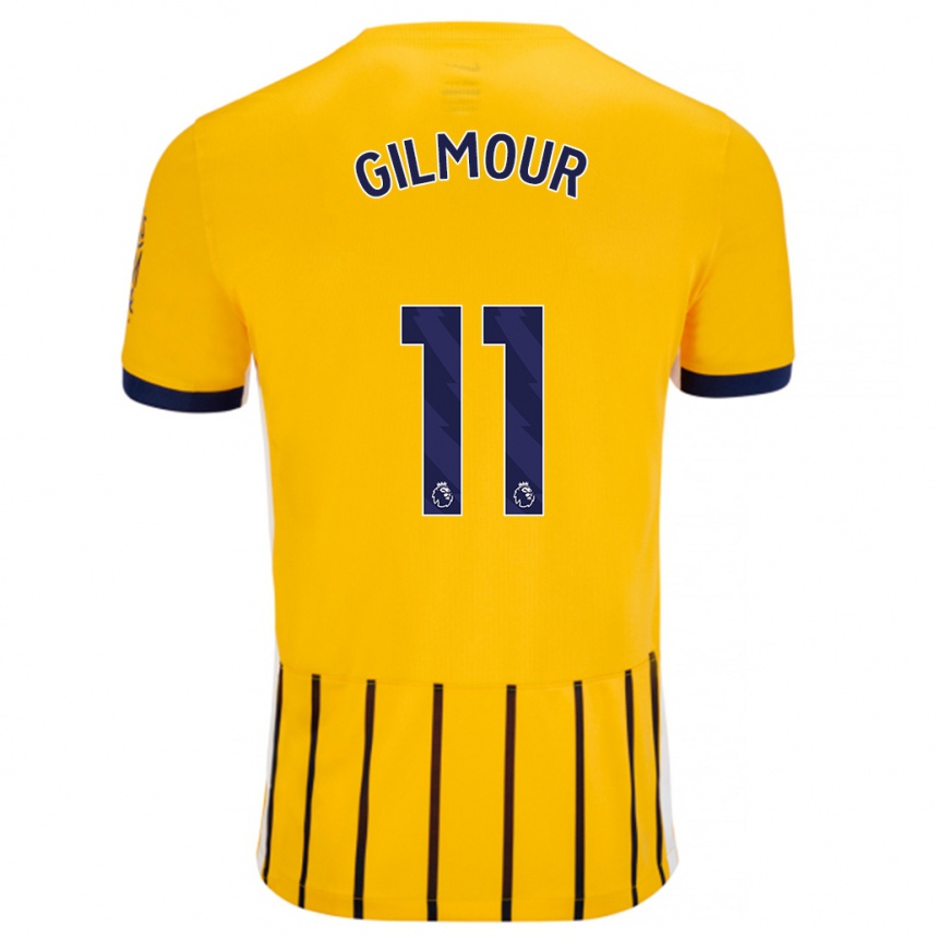 Hombre Fútbol Camiseta Billy Gilmour #11 Dorado Azul Rayas 2ª Equipación 2024/25 México