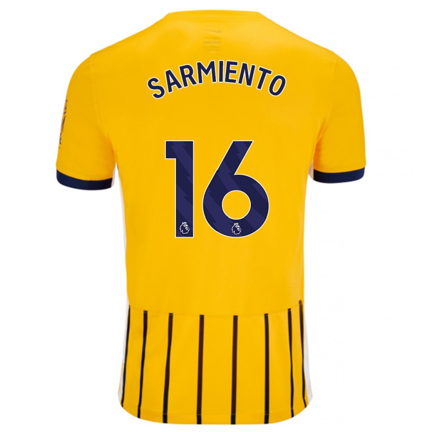 Hombre Fútbol Camiseta Jeremy Sarmiento #16 Dorado Azul Rayas 2ª Equipación 2024/25 México