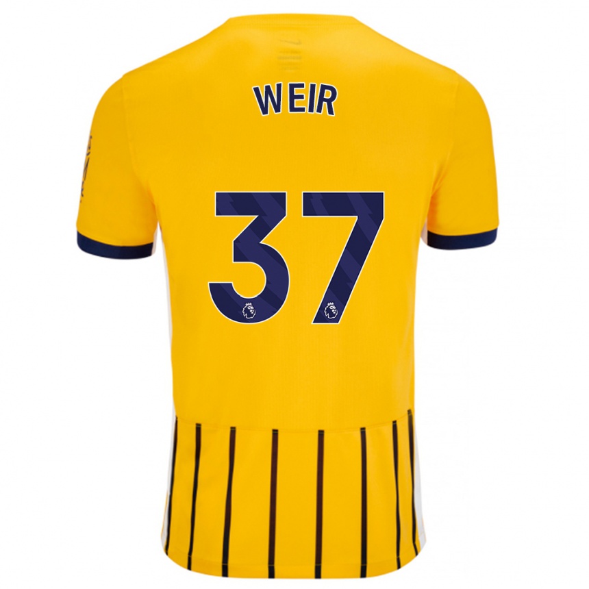 Hombre Fútbol Camiseta Jensen Weir #37 Dorado Azul Rayas 2ª Equipación 2024/25 México