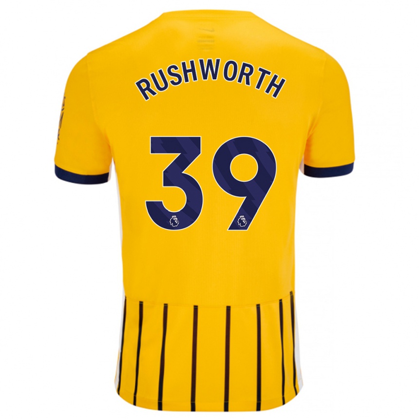 Hombre Fútbol Camiseta Carl Rushworth #39 Dorado Azul Rayas 2ª Equipación 2024/25 México