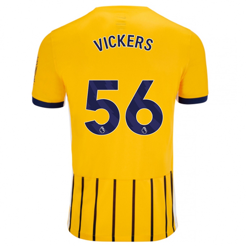 Hombre Fútbol Camiseta Caylan Vickers #56 Dorado Azul Rayas 2ª Equipación 2024/25 México