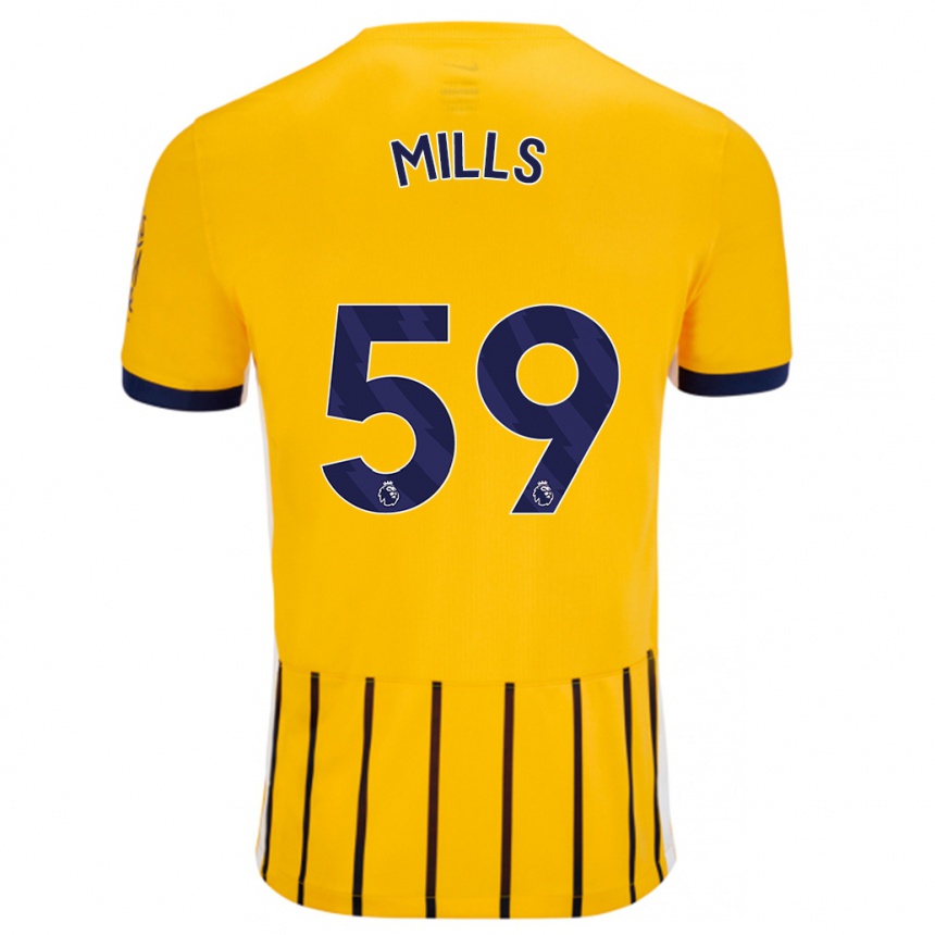 Hombre Fútbol Camiseta Harry Mills #59 Dorado Azul Rayas 2ª Equipación 2024/25 México