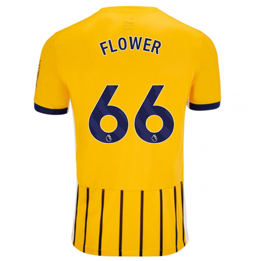 Hombre Fútbol Camiseta Louis Flower #66 Dorado Azul Rayas 2ª Equipación 2024/25 México