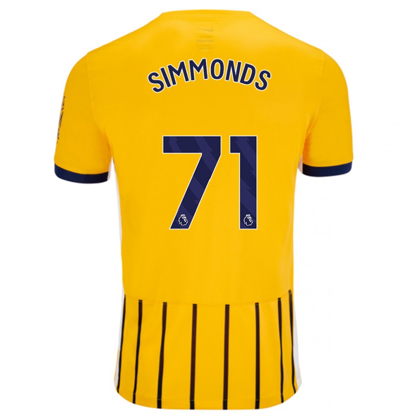 Hombre Fútbol Camiseta Freddie Simmonds #71 Dorado Azul Rayas 2ª Equipación 2024/25 México