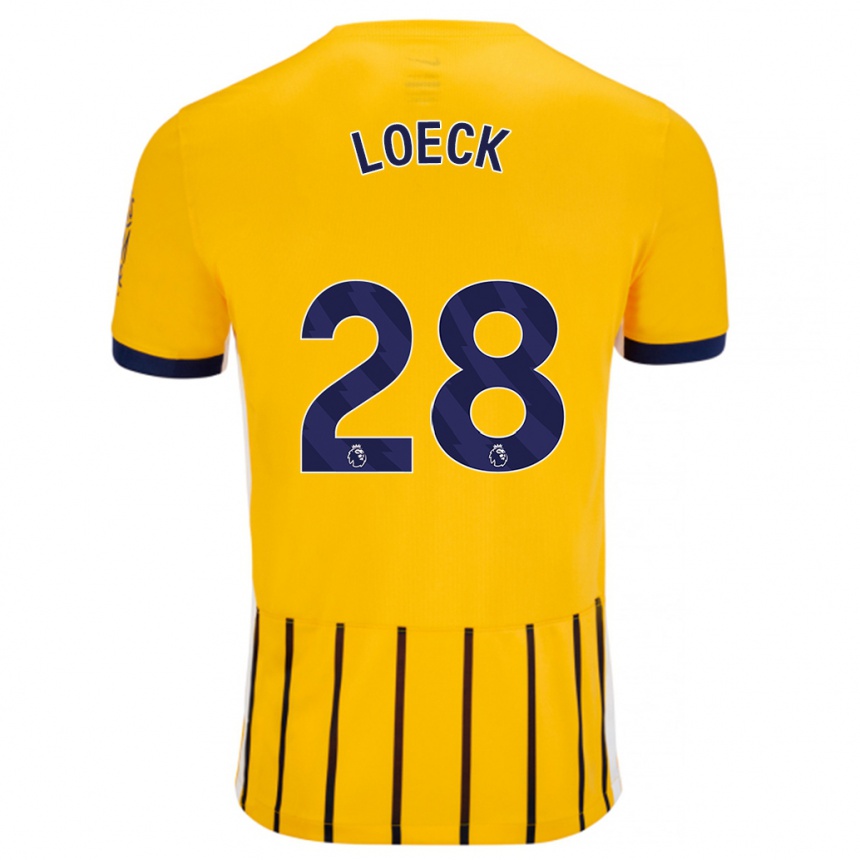 Hombre Fútbol Camiseta Melina Loeck #28 Dorado Azul Rayas 2ª Equipación 2024/25 México