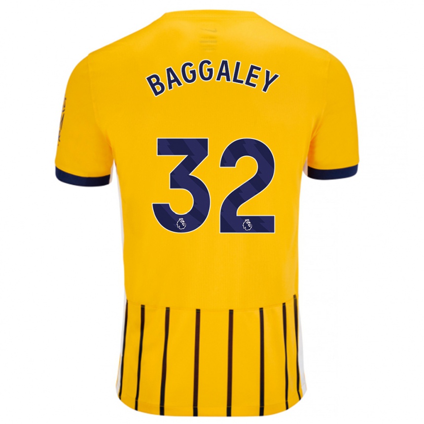 Hombre Fútbol Camiseta Sophie Baggaley #32 Dorado Azul Rayas 2ª Equipación 2024/25 México