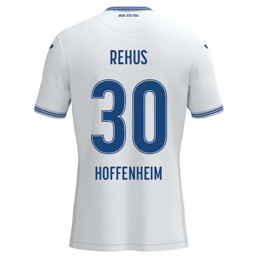 Hombre Fútbol Camiseta Milan Rehus #30 Blanco Azul 2ª Equipación 2024/25 México