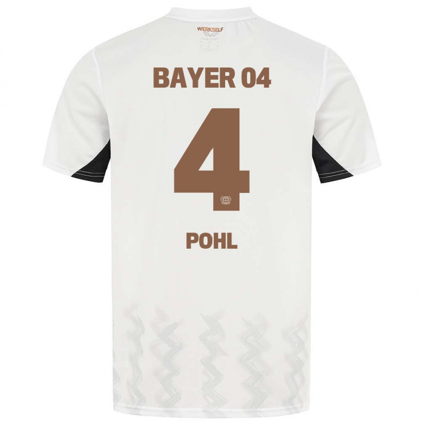 Hombre Fútbol Camiseta Ferdinand Pohl #4 Blanco Negro 2ª Equipación 2024/25 México