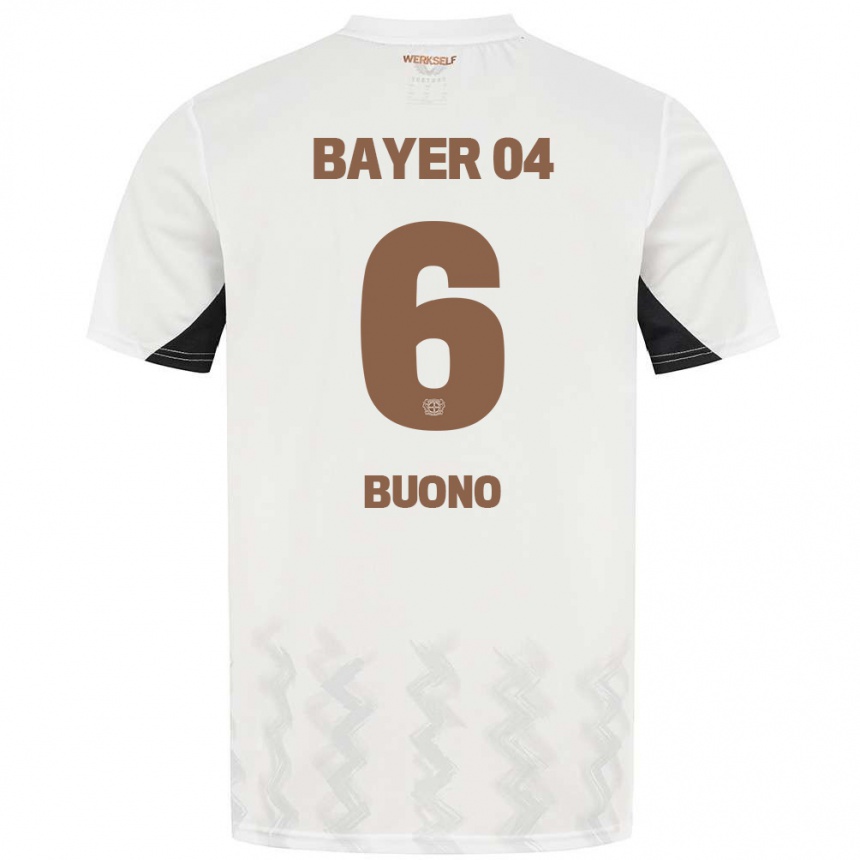 Hombre Fútbol Camiseta Francesco Buono #6 Blanco Negro 2ª Equipación 2024/25 México