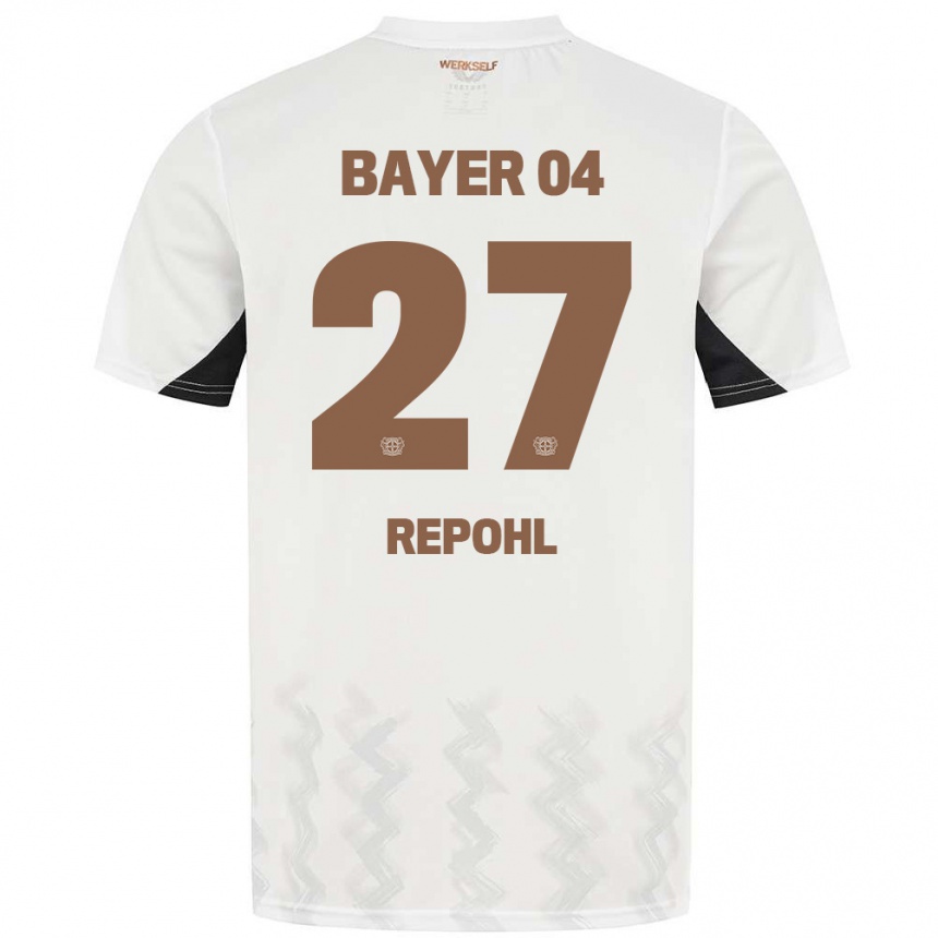 Hombre Fútbol Camiseta Friederike Repohl #27 Blanco Negro 2ª Equipación 2024/25 México