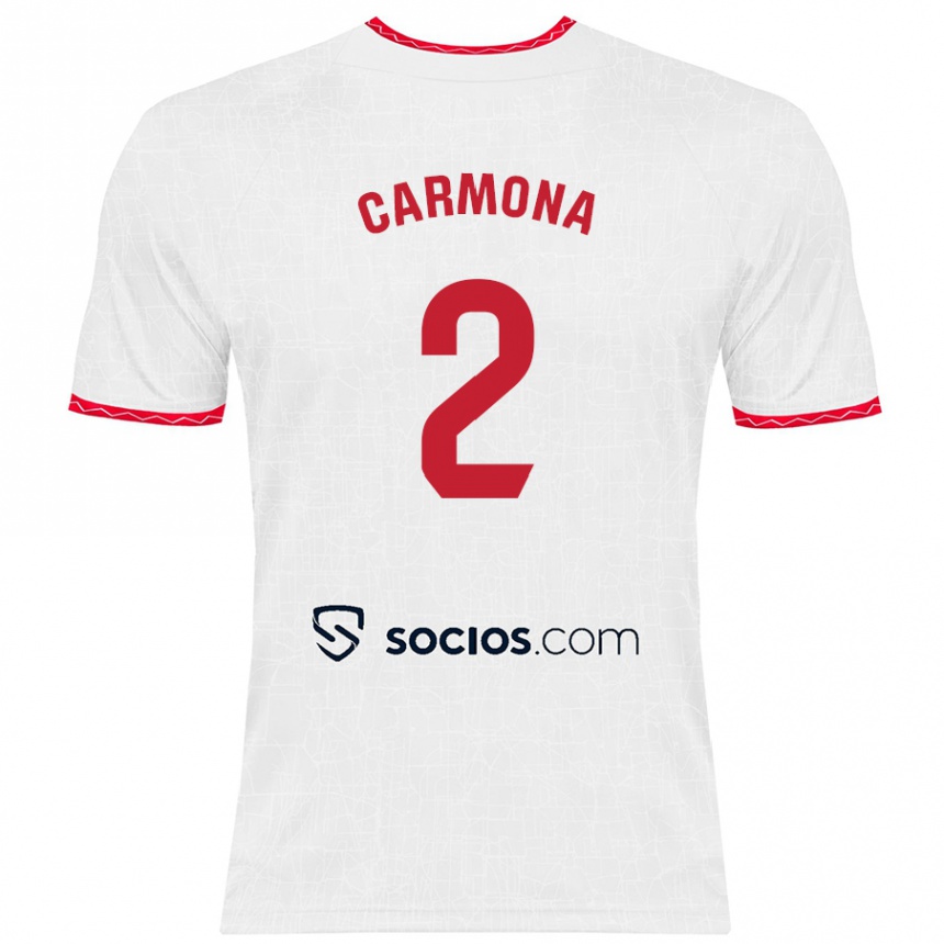 Mujer Fútbol Camiseta José Ángel Carmona #2 Blanco Rojo 1ª Equipación 2024/25 México