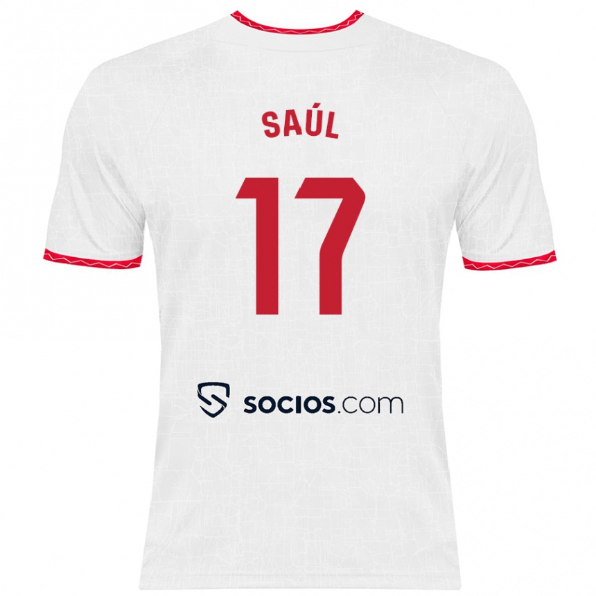 Mujer Fútbol Camiseta Saul Niguez #17 Blanco Rojo 1ª Equipación 2024/25 México