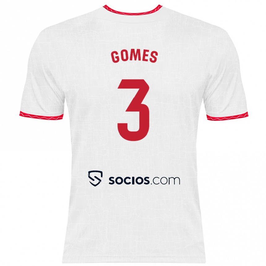 Mujer Fútbol Camiseta Diana Gomes #3 Blanco Rojo 1ª Equipación 2024/25 México