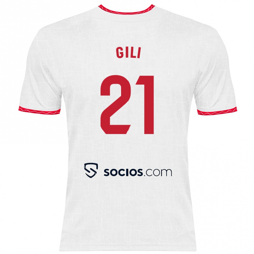 Mujer Fútbol Camiseta Gemma Gili #21 Blanco Rojo 1ª Equipación 2024/25 México