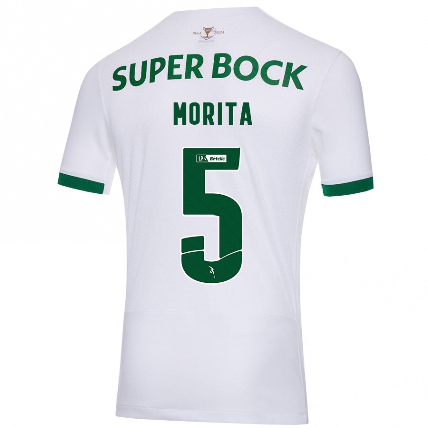 Mujer Fútbol Camiseta Hidemasa Morita #5 Blanco Verde 2ª Equipación 2024/25 México