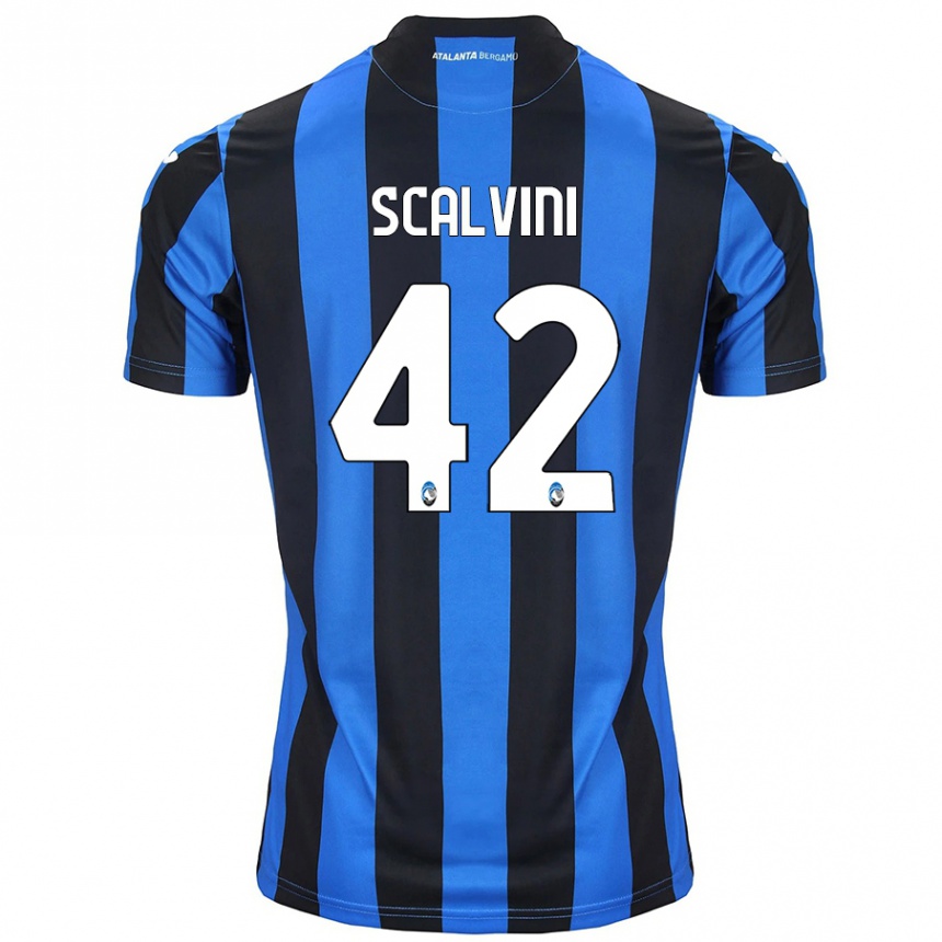 Niño Fútbol Camiseta Giorgio Scalvini #42 Azul Negro 1ª Equipación 2024/25 México