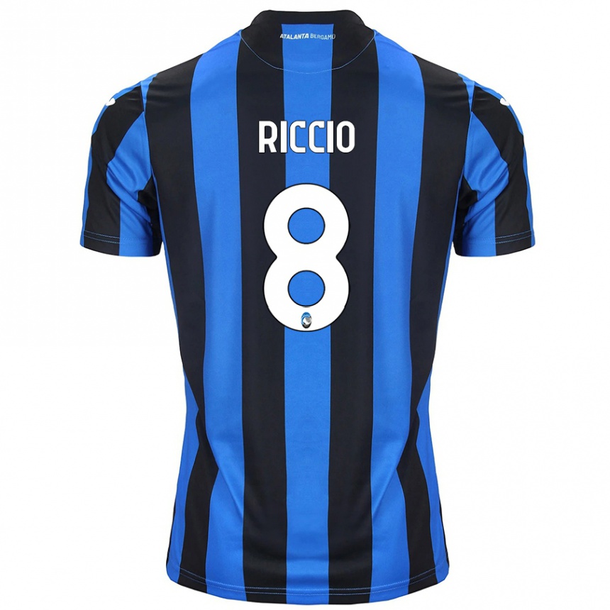 Niño Fútbol Camiseta Lorenzo Riccio #8 Azul Negro 1ª Equipación 2024/25 México