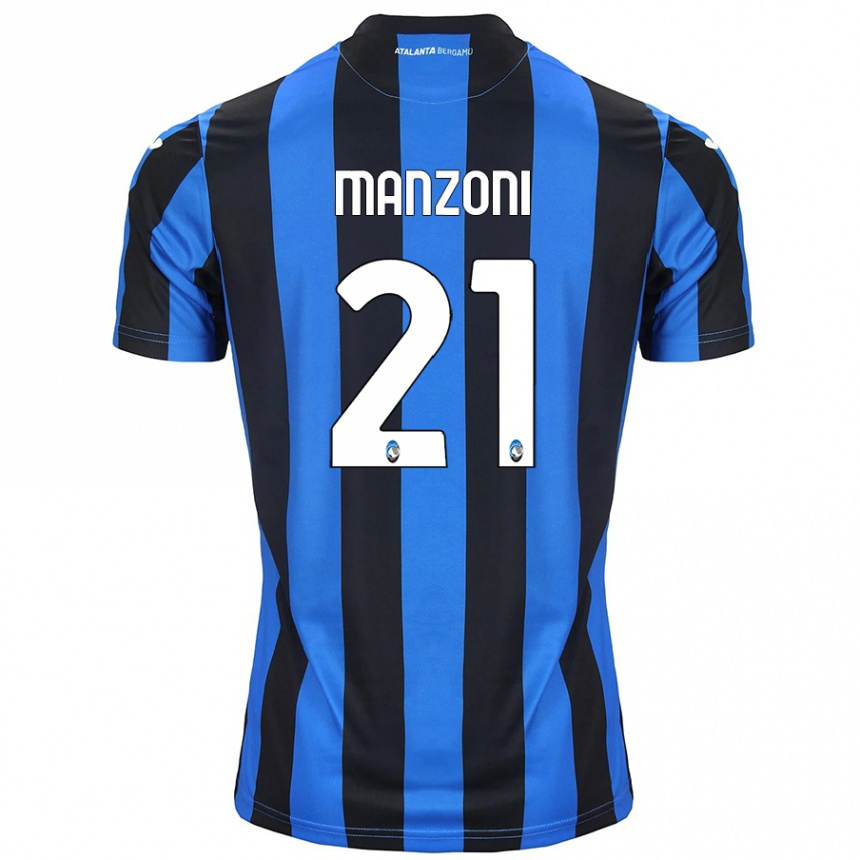 Niño Fútbol Camiseta Alberto Manzoni #21 Azul Negro 1ª Equipación 2024/25 México