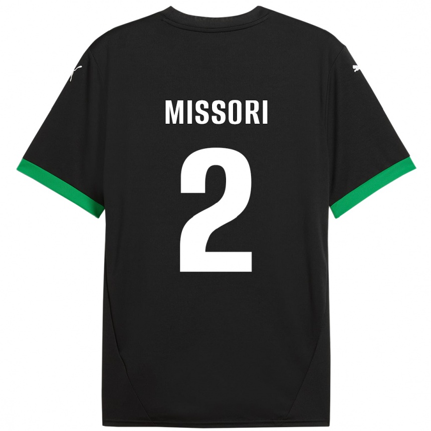 Niño Fútbol Camiseta Filippo Missori #2 Negro Verde Oscuro 1ª Equipación 2024/25 México