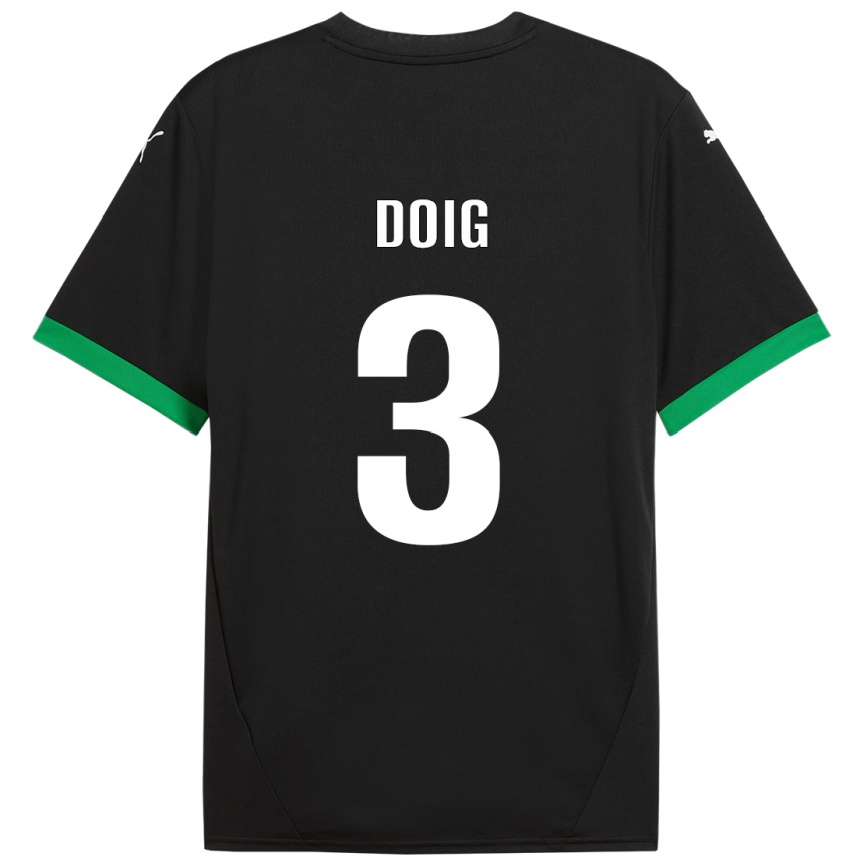 Niño Fútbol Camiseta Josh Doig #3 Negro Verde Oscuro 1ª Equipación 2024/25 México