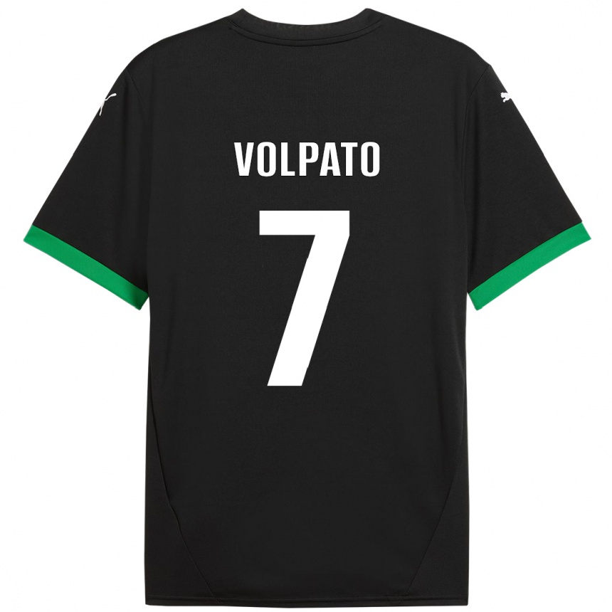 Niño Fútbol Camiseta Cristian Volpato #7 Negro Verde Oscuro 1ª Equipación 2024/25 México