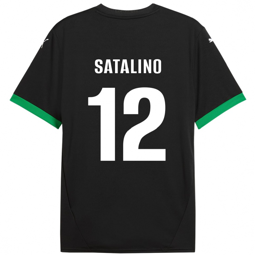 Niño Fútbol Camiseta Giacomo Satalino #12 Negro Verde Oscuro 1ª Equipación 2024/25 México