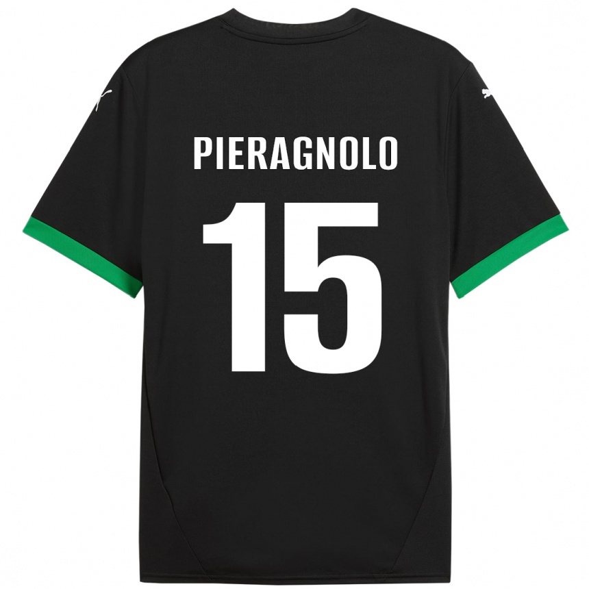 Niño Fútbol Camiseta Edoardo Pieragnolo #15 Negro Verde Oscuro 1ª Equipación 2024/25 México