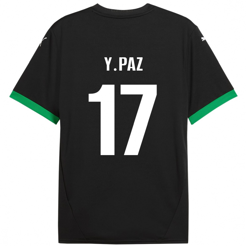 Niño Fútbol Camiseta Yeferson Paz #17 Negro Verde Oscuro 1ª Equipación 2024/25 México