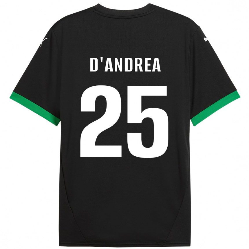 Niño Fútbol Camiseta Luca D'andrea #25 Negro Verde Oscuro 1ª Equipación 2024/25 México