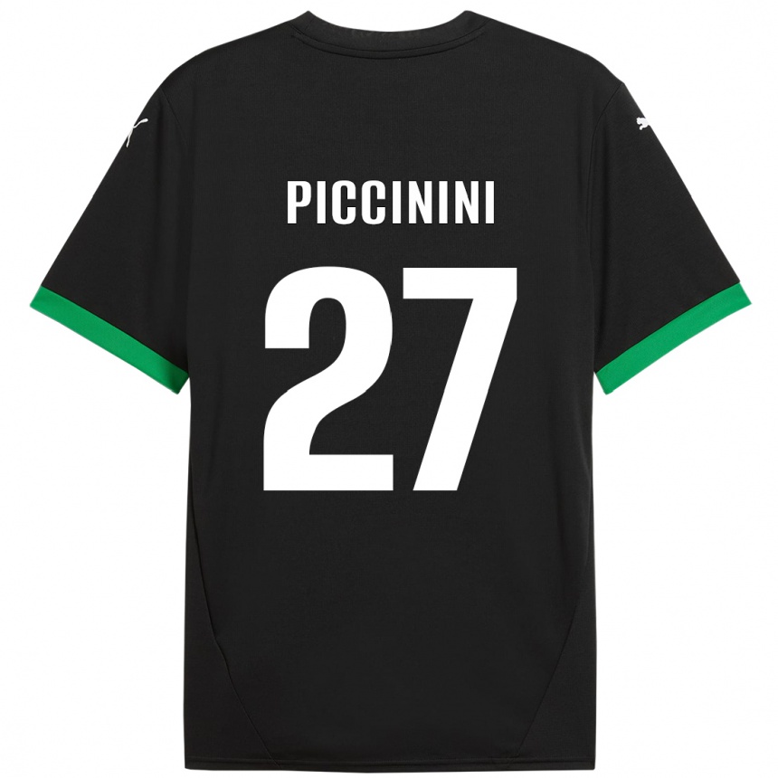 Niño Fútbol Camiseta Stefano Piccinini #27 Negro Verde Oscuro 1ª Equipación 2024/25 México